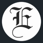 Letter E Wedding Alphabet van Janz White Ronde Sticker<br><div class="desc">Artistieke letters van het Alfabet van Janz © 2008-2020 Jan Fitzgerald. Alle rechten voorbehouden. Grafisch Ontwerp,  Kunstwerk,  en Fotografie door Jan en Michael Fitzgerald.</div>