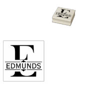 letter E | Zwart siersplit monogram Rubberstempel (Gestempeld)