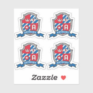 Letter Een aangepaste naam Anthony Eagle ridders c Sticker