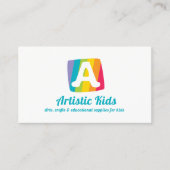 Letter Een kleurrijke blokstreep art visitekaartje (Voorkant)