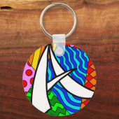 Letter Een kleurrijke doodles Sleutelhanger (Achterkant)