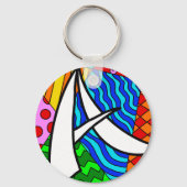 Letter Een kleurrijke doodles Sleutelhanger (Achterkant)