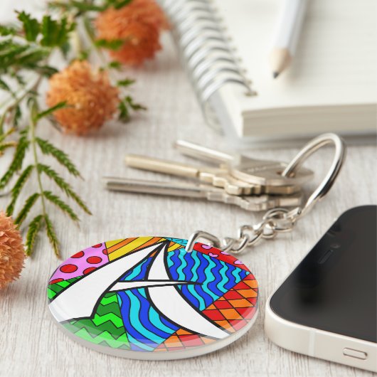 Letter Een kleurrijke doodles Sleutelhanger (Voorkant Rechts)