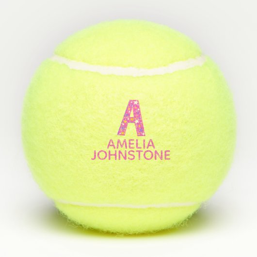 Letter Een monogram meisjes gepersonaliseerd roze Tennisballen (Achterkant)