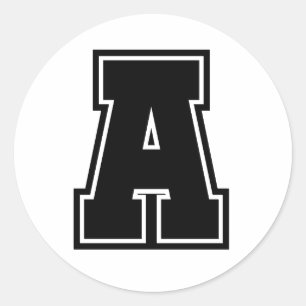 Letter Een sportief collegelettertype alfabet Ronde Sticker
