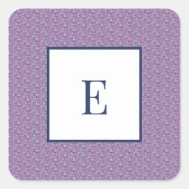 Letter en Blauw en Paarse bladeren Vierkante Sticker