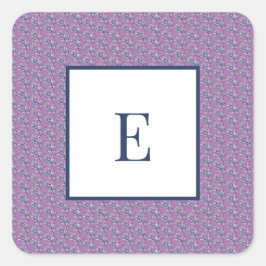 Letter en Blauw en Paarse bladeren Vierkante Sticker