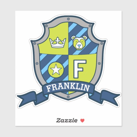 Letter F aangepaste naam Franklin ridders crest Sticker (Vel)
