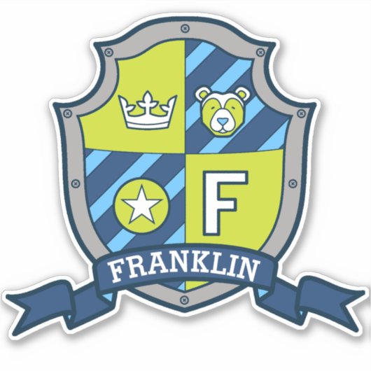 Letter F aangepaste naam Franklin ridders crest Sticker (Voorkant)