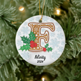 Letter F Aangepaste Naam Kerstmis Keramisch Ornament