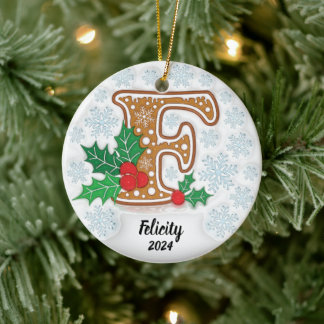 Letter F Aangepaste naam Kerstmis Keramisch Ornament