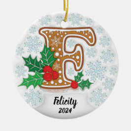Letter F Aangepaste naam Kerstmis Keramisch Ornament