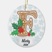 Letter F Aangepaste naam Kerstmis Keramisch Ornament (Links)