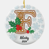 Letter F Aangepaste naam Kerstmis Keramisch Ornament (Achterkant)