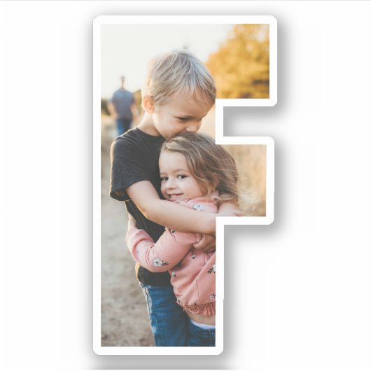 Letter F Alphabet & Photo Custom-Cut Vinyl Sticker (Voorkant)