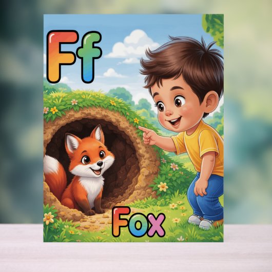 Letter F Alphabet Poster – F is for Fox (Neutraal)