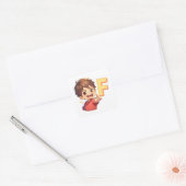 Letter F anime jongen Vierkante Sticker (Envelop)