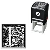 Letter F art nouveau black and white Tegel Zelfinktende Stempel (In situ)