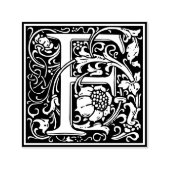 Letter F art nouveau black and white Tegel Zelfinktende Stempel (Design)
