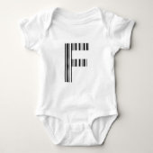LETTER F BAR CODE Eerste Initiaal Barcodepatroon Romper (Voorkant)