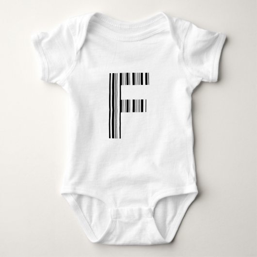 LETTER F BAR CODE Eerste Initiaal Barcodepatroon Romper (Voorkant)