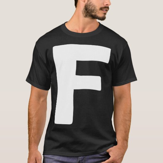 Letter F big and bold white T-shirt (Voorkant)