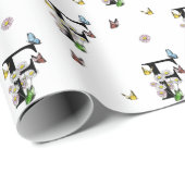 Letter F Bloemige Waterverf Vlinder Monogram    Cadeaupapier (Rol Hoek)