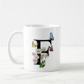 Letter F Botanische Waterverf Butterfly Monogram Koffiemok (Links)