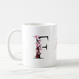 Letter F, Cherry Blossom | Naam Monogram Koffiemok
