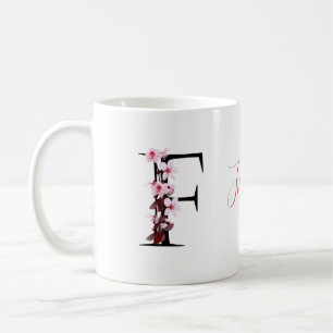Letter F, Cherry Blossom   Naam Monogram Koffiemok