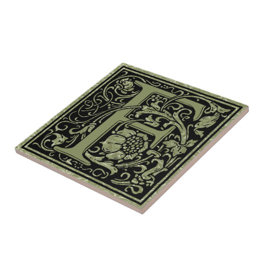 Letter F Eerste Letter Monogram Tegeltje (Zijkant)