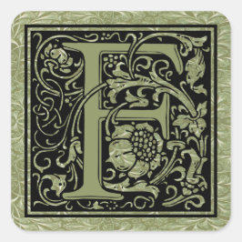 Letter F Eerste Letter Monogram Vierkante Sticker