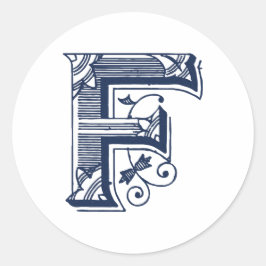 Letter "F" Elegant geborduurd Ronde Sticker