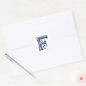 Letter "F" Elegant geborduurd Ronde Sticker (Envelop)