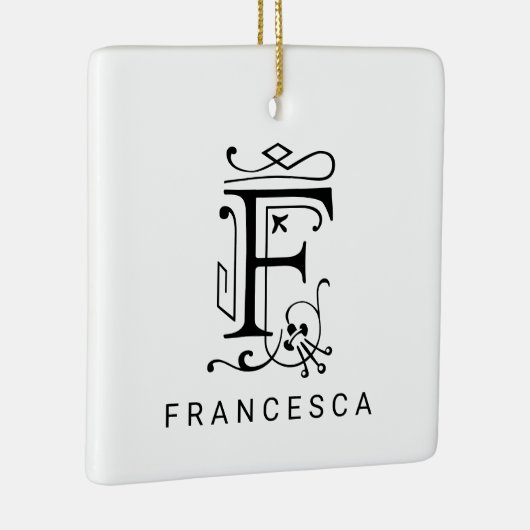 Letter F Elegant Monogram Kerst Ornament (Rechts)