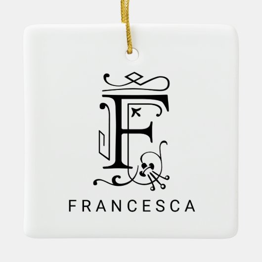 Letter F Elegant Monogram Kerst Ornament (Voorkant)