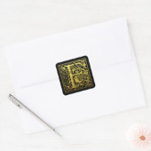 Letter F First Letter Faux Gold Black Vierkante Sticker (Envelop)