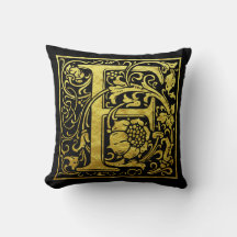 Letter F First Letter Faux Gold en Black