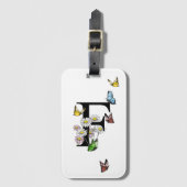 Letter F Floral Butterfly Monogram Initiaal Bagagelabel (Voorkant (verticaal))