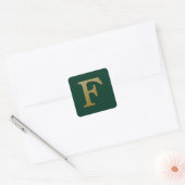 Letter F Gold Square Sticker (Envelop)