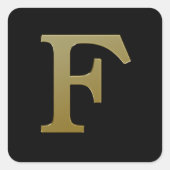 Letter F Gold Square Sticker (Voorkant)
