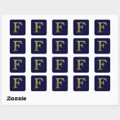Letter F Gold Square Sticker (Vel)