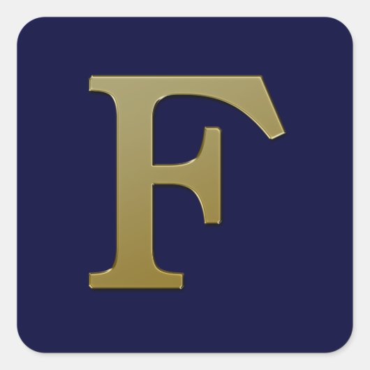 Letter F Gold Square Sticker (Voorkant)