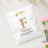Letter F Gouden Monogram Roze Rozen Bedankzakje (Gezegeld)