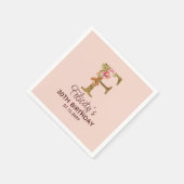 Letter F Gouden Monogram Roze Rozen Servet (Hoek)