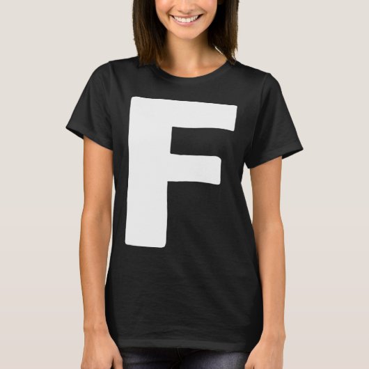 Letter F groot en vet wit T-shirt (Voorkant)