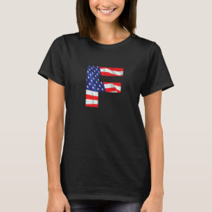 Letter F Hoofdletter Alfabet VS Amerikaanse Vlag M T-shirt