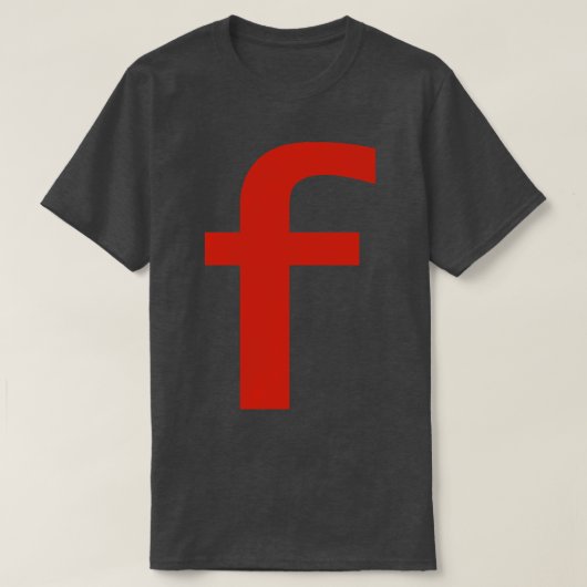 Letter f in rode tekst Minimale typografie T-shirt (Design voorkant)