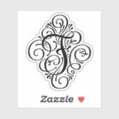 Letter F Initiaal Elegant Flourish Monogram Sticker (Vel)
