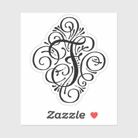 Letter F Initiaal Elegant Flourish Monogram Sticker (Vel)
